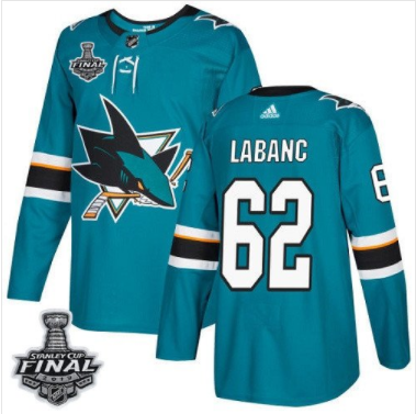 Kevin Labanc Sharks Teal Heim Blau 2019 Stanley Cup Final Stitched